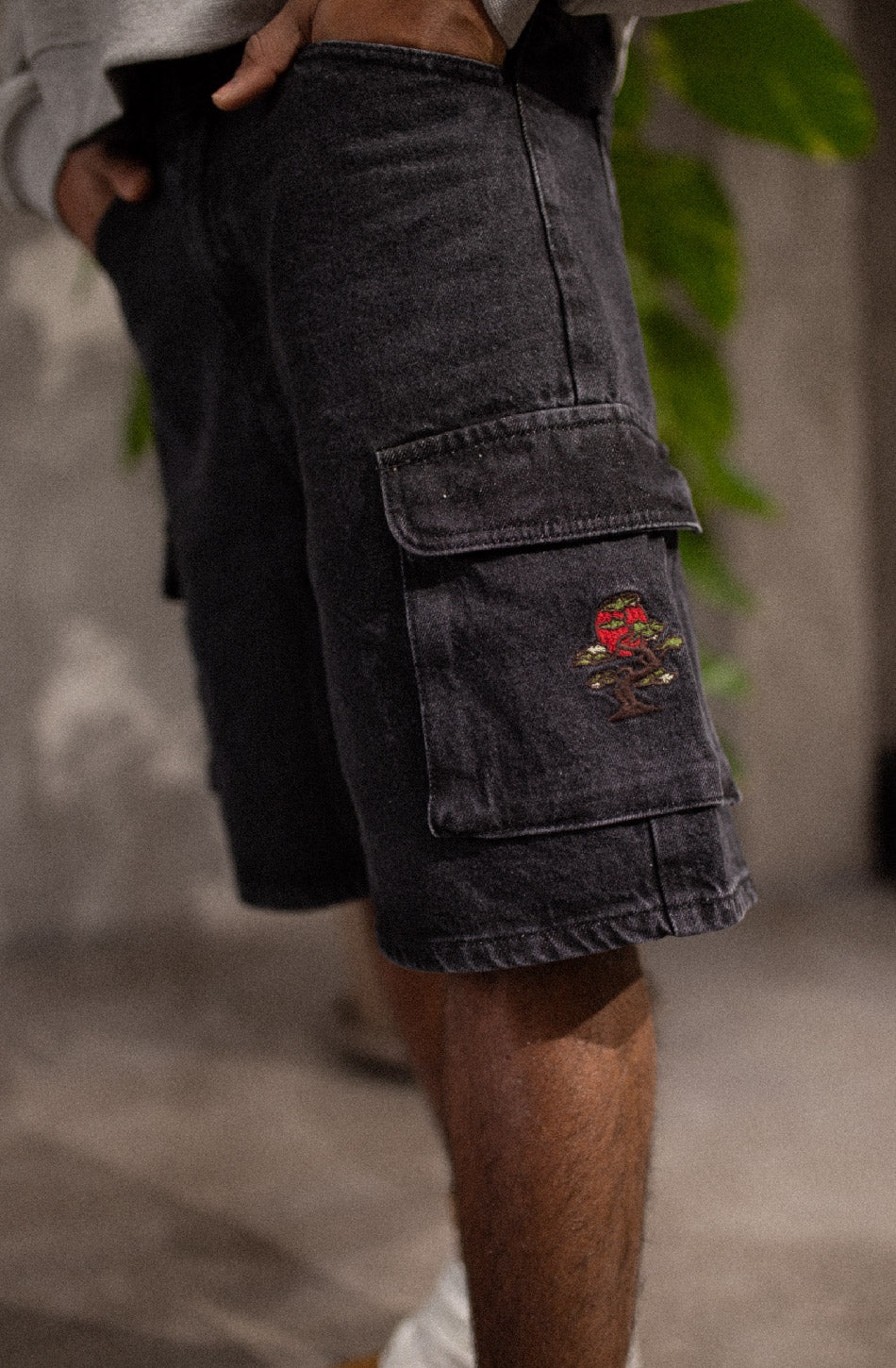 Bermuda Cargo Bonsai Denim Schwarz