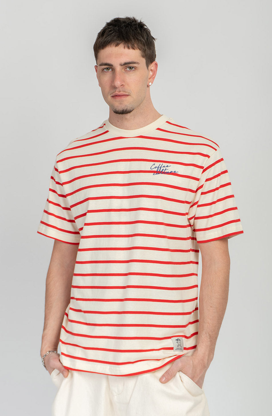 Coffee Culture Streifen Rot/Elfenbein T-Shirt