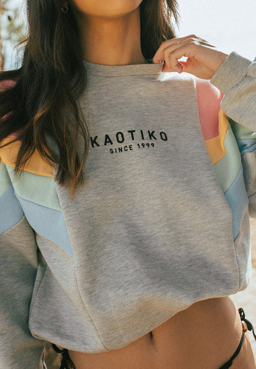 Sweatshirt in Ginger Grey/Lachs/Gelb/Grün