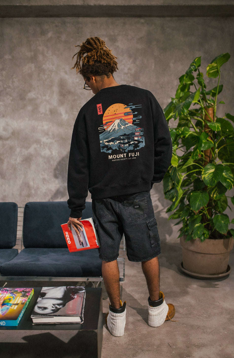 Mount Fuji Schwarzes Sweatshirt