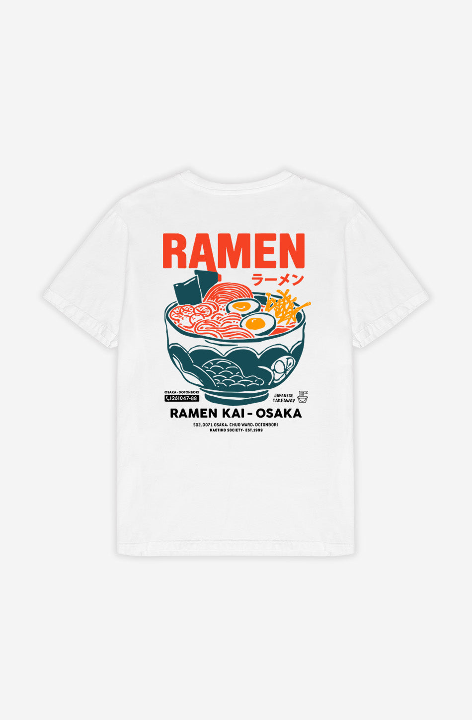Camiseta Ramen Kai Osaka White unisex de algodón Kaotiko BCN