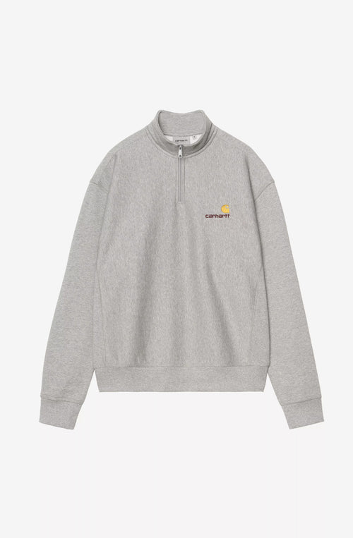 Sweat-shirt Carhartt WIP Half Zip American Script Grey Heather 