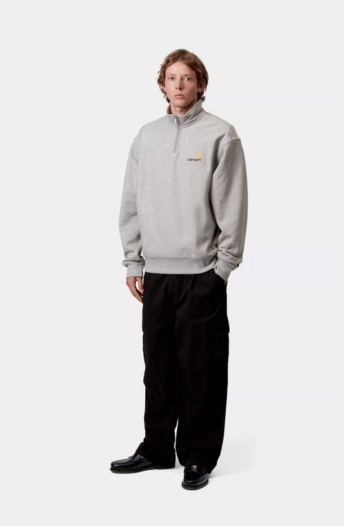 Sweat-shirt Carhartt WIP Half Zip American Script Grey Heather 
