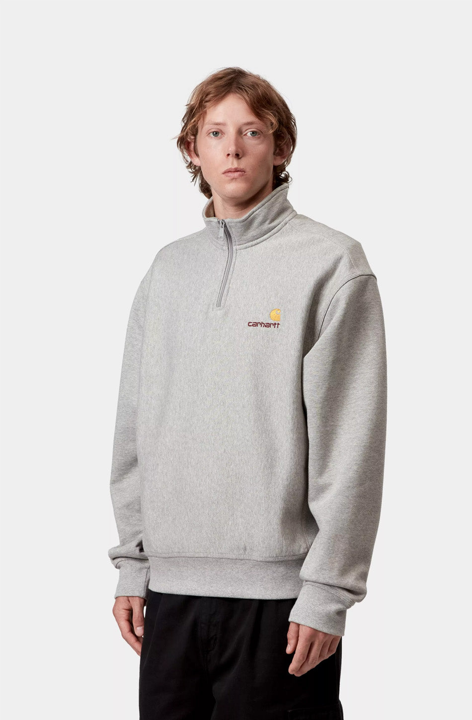 Carhartt WIP Half Zip American Script Gray Heather Sweatshirt