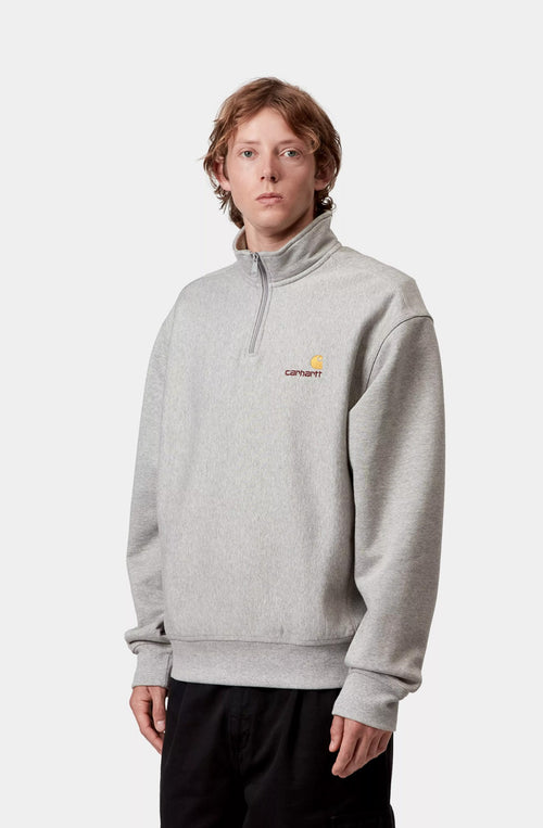 Sweat-shirt Carhartt WIP Half Zip American Script Grey Heather 