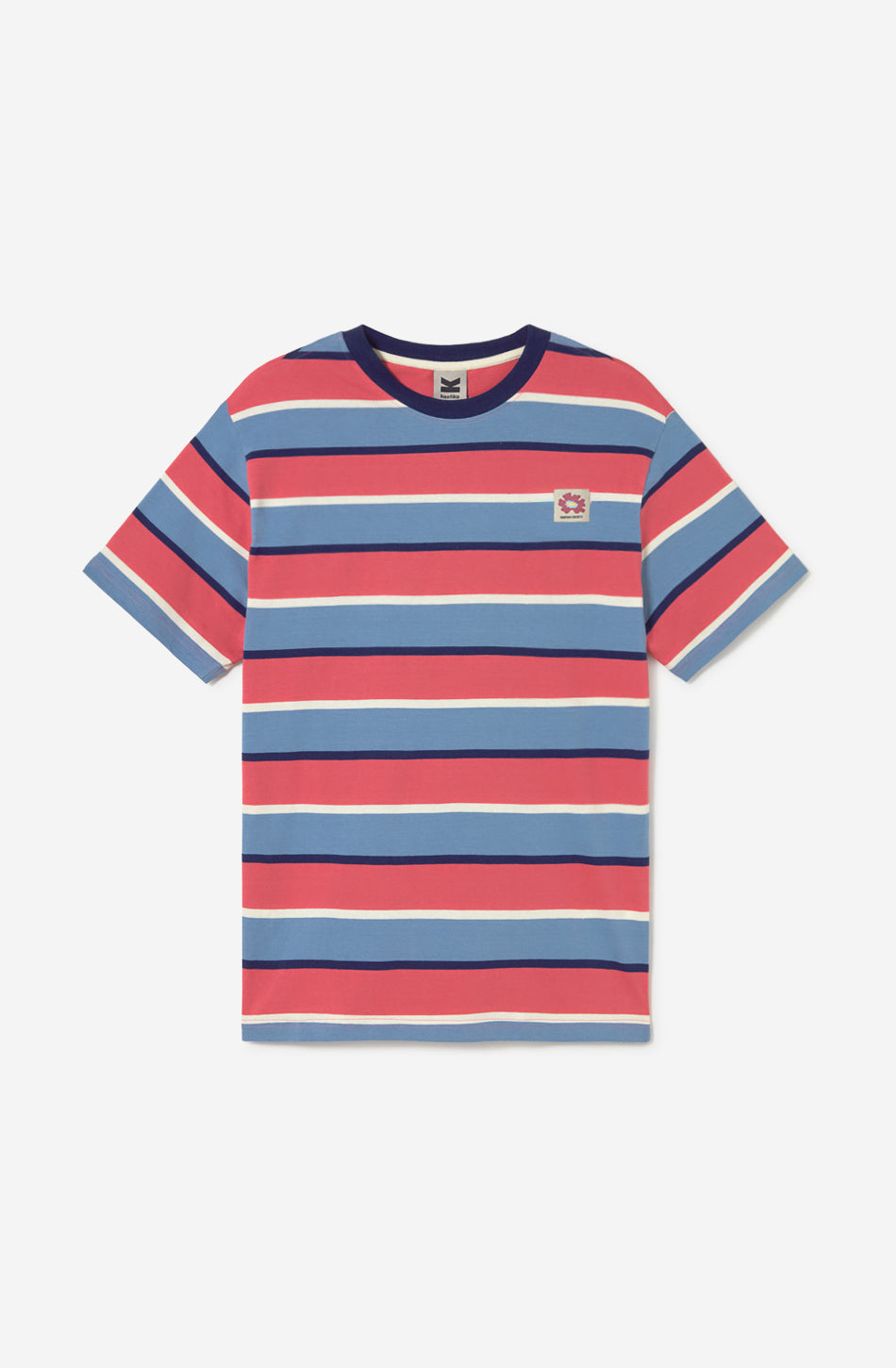 Gestreiftes Inselblau/Rosa T-Shirt