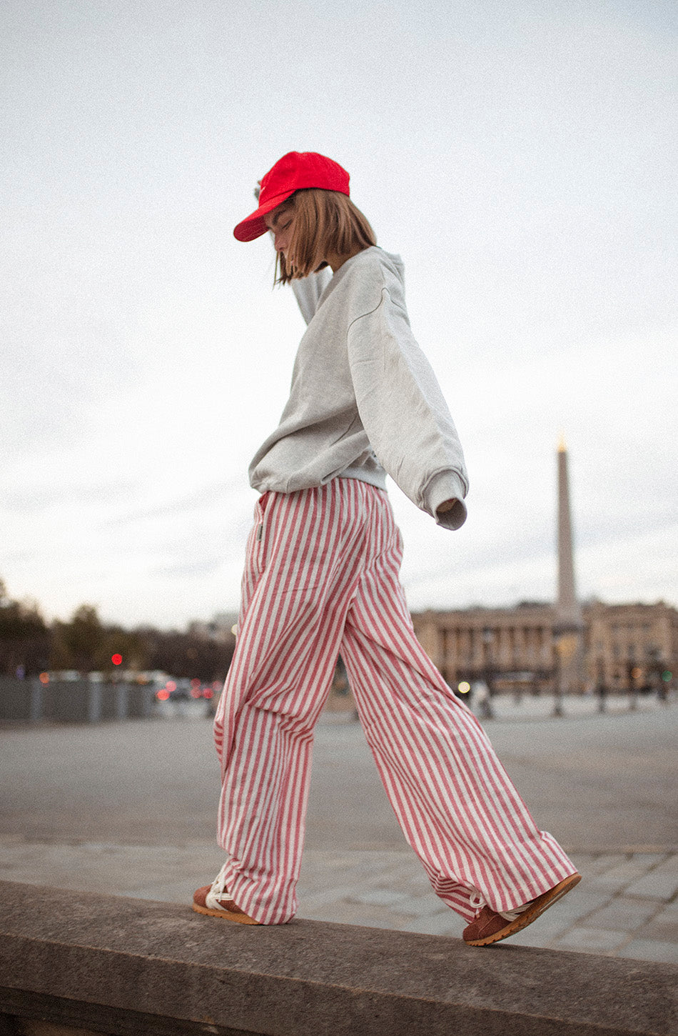 Coffee Culture Streifen Rot/Elfenbeinfarbene Hose