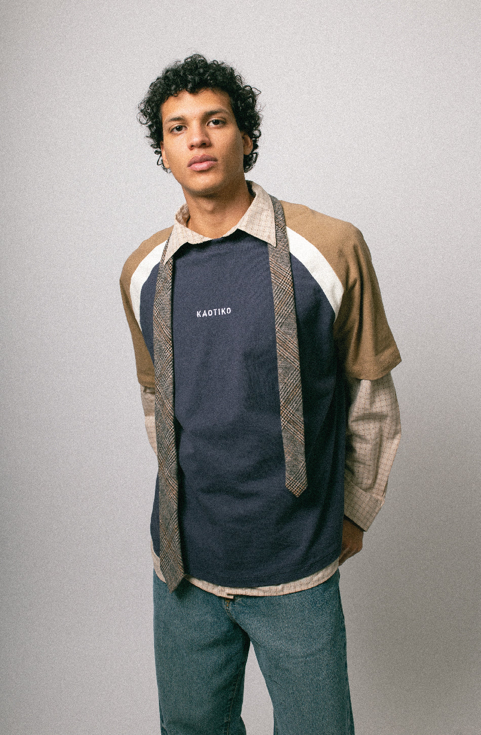 Cropped Lennox T-shirt Navy/Camel