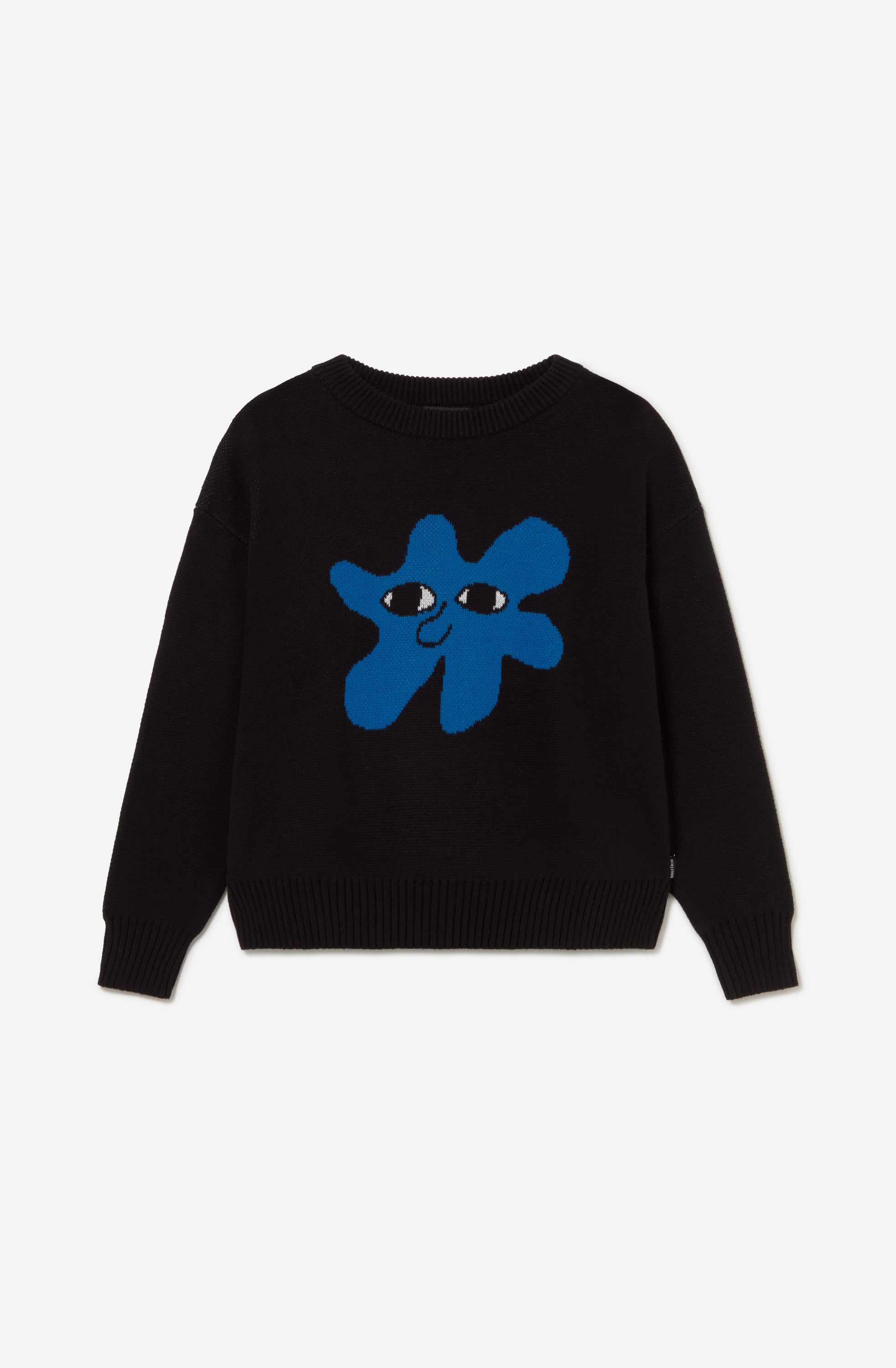 Jersey unisex de punto negro con gráfico azul Breeze Club en la parte delantera.
