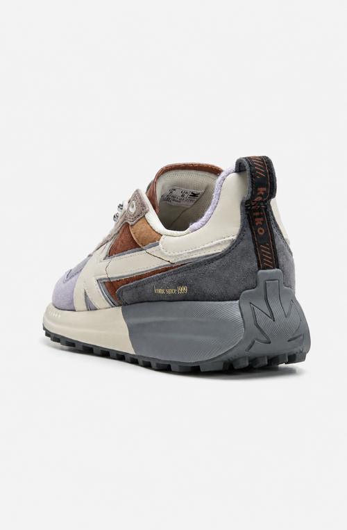 Zapatillas Detroit Multi Lavender en ante y materiales combinados, con detalles lavanda, gris, marrón y crudo y logo Kaotiko lateral