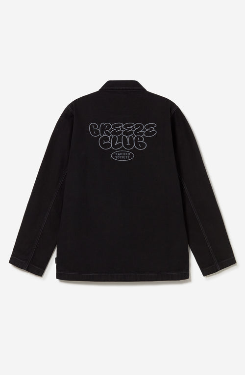 Veste Breeze Club Black Denim unisexe avec poches utilitaires et design streetwear signé Kaotiko BCN