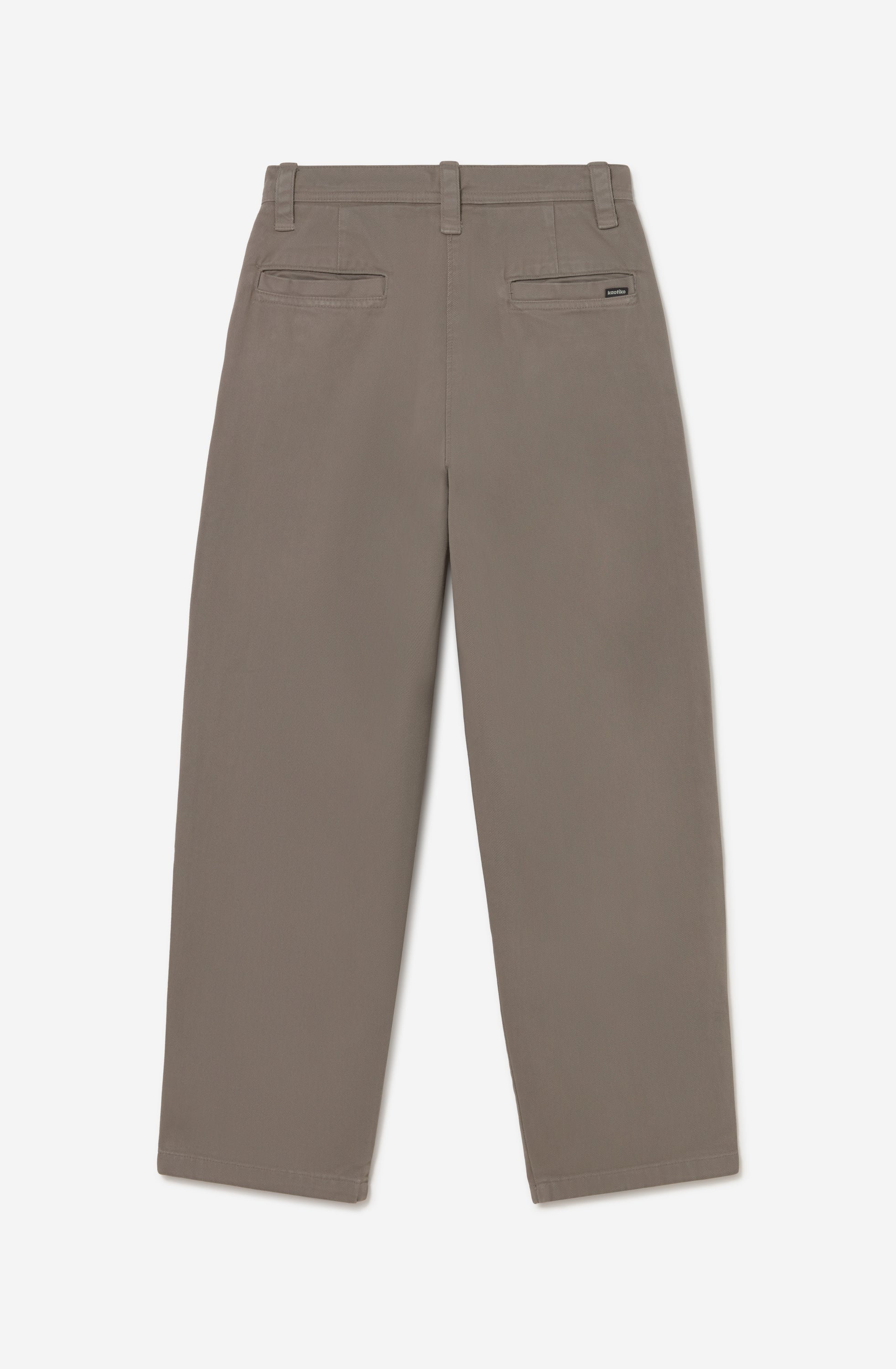 Pantalón Wide Fit Khaki de pierna ancha con bolsillos laterales y bolsillos traseros de vivo.