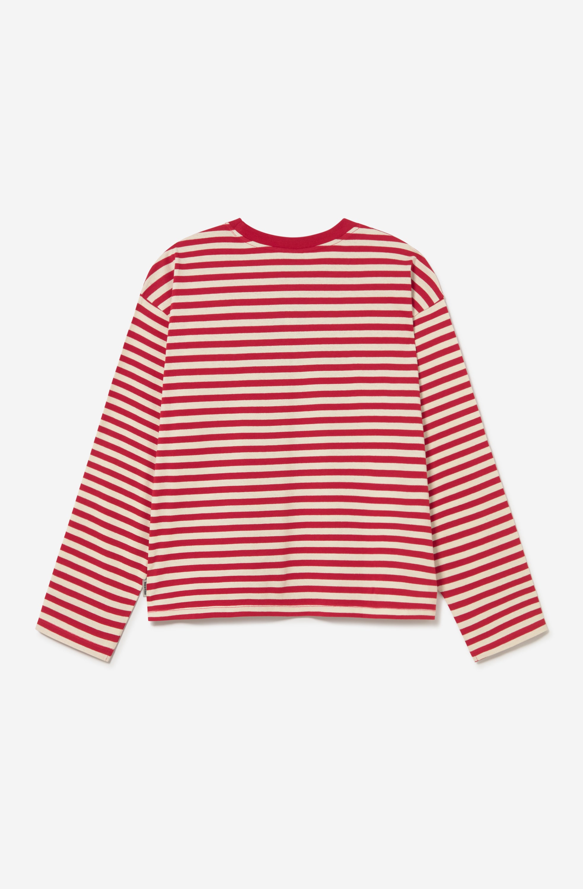 Camiseta Stripes Apres Ski Ivory Burgundy unisex de rayas rojas e ivory con bordado frontal