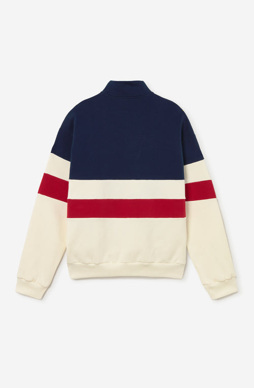 Sweatshirt Crew Zipper Carter Elfenbein/Blau/Salsa
