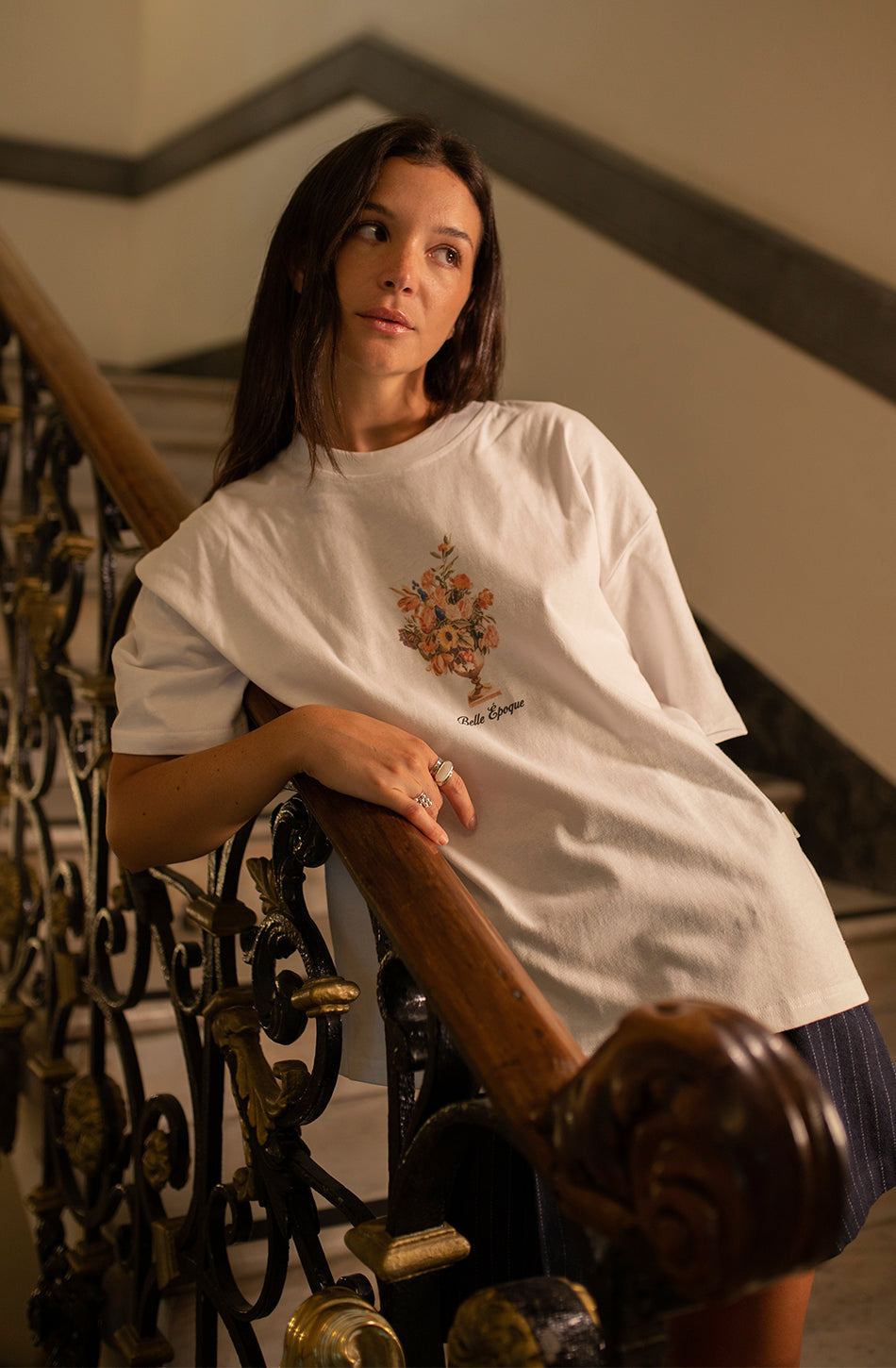 T-shirt Cropped Bouquet Organic Cotton White