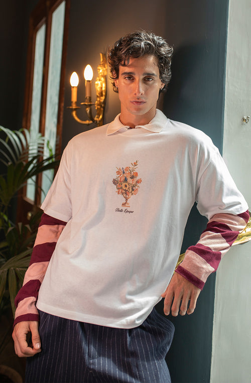 T-shirt Cropped Bouquet Organic Cotton White