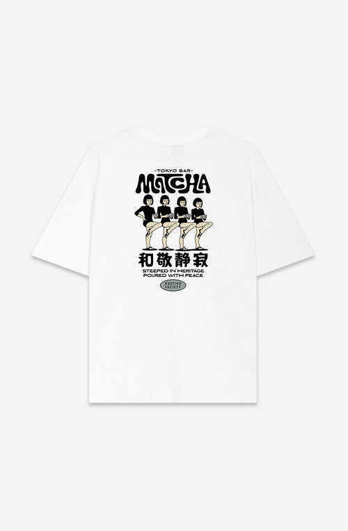 Camiseta Regular Matcha Tokyo White para hombre con diseño gráfico inspirado en Japón Kaotiko BCN