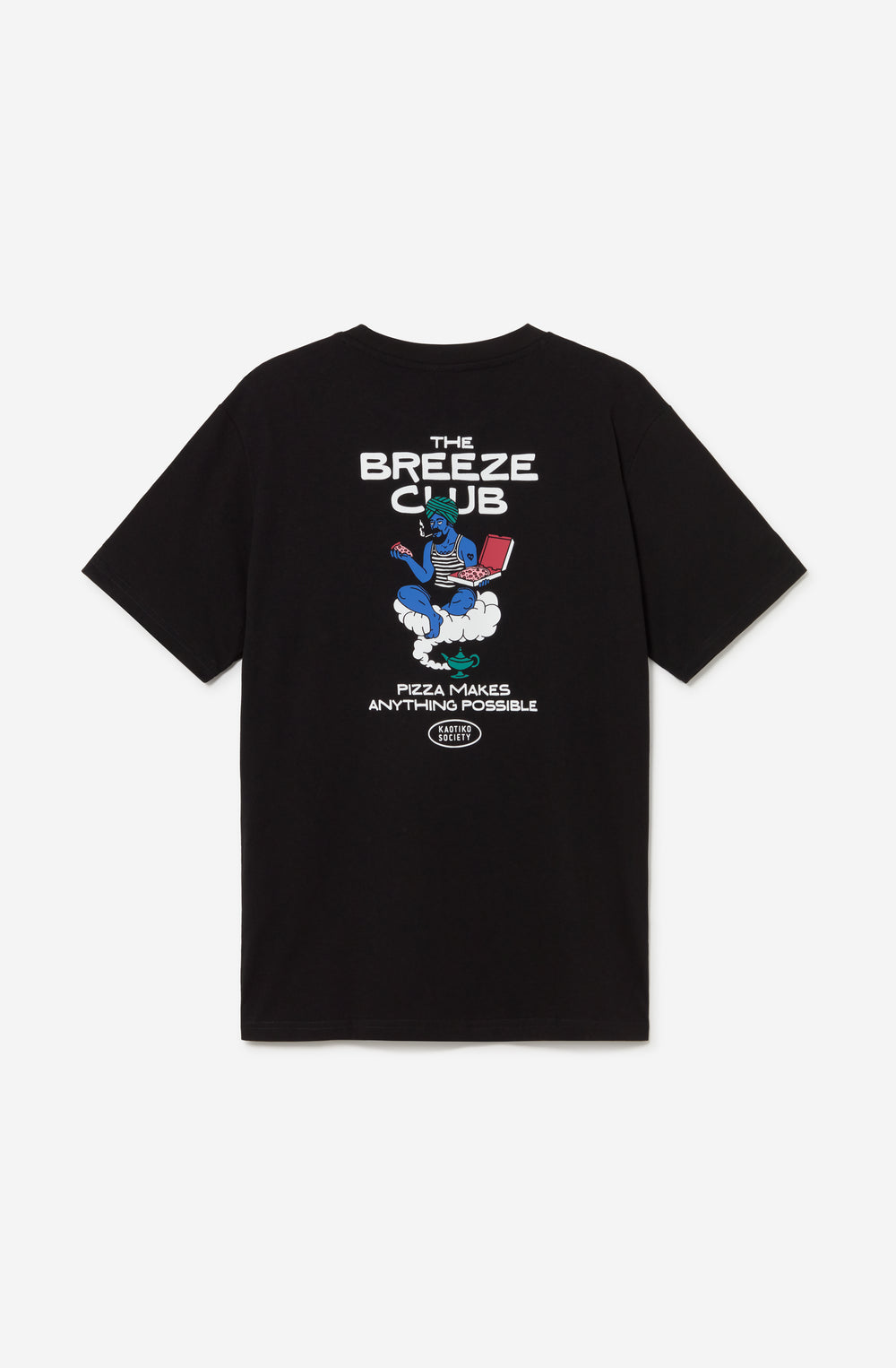 Camiseta Regular Pizza Makes Anything Black para hombre con diseño gráfico urbano Kaotiko BCN