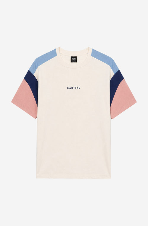 Camiseta Ottawa Ivory Blue Misty Rose unisex con diseño color block en tonos pastel