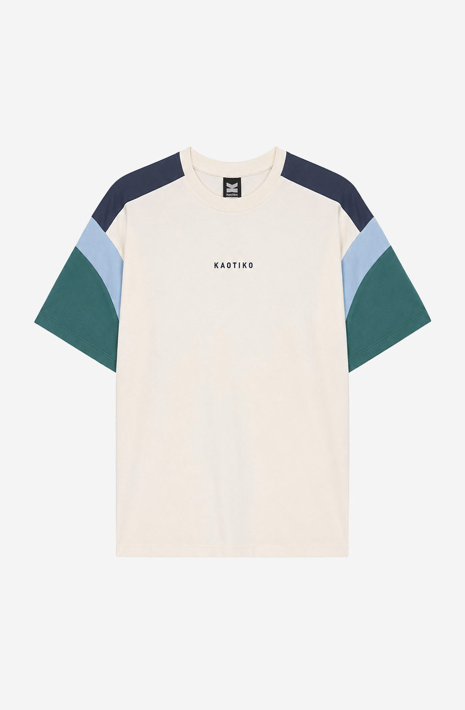 Camiseta Ottawa Ivory Blue Deep Jungle unisex con diseño color block en tonos marfil, azul y verde