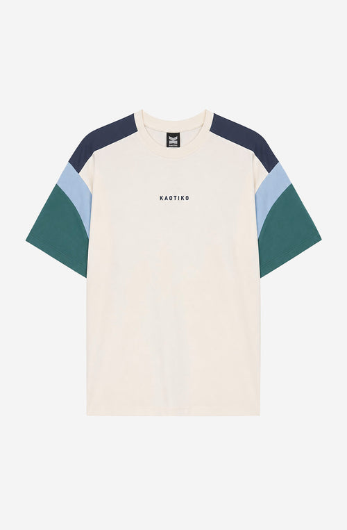 Camiseta Ottawa Ivory Blue Deep Jungle unisex con diseño color block en tonos marfil, azul y verde