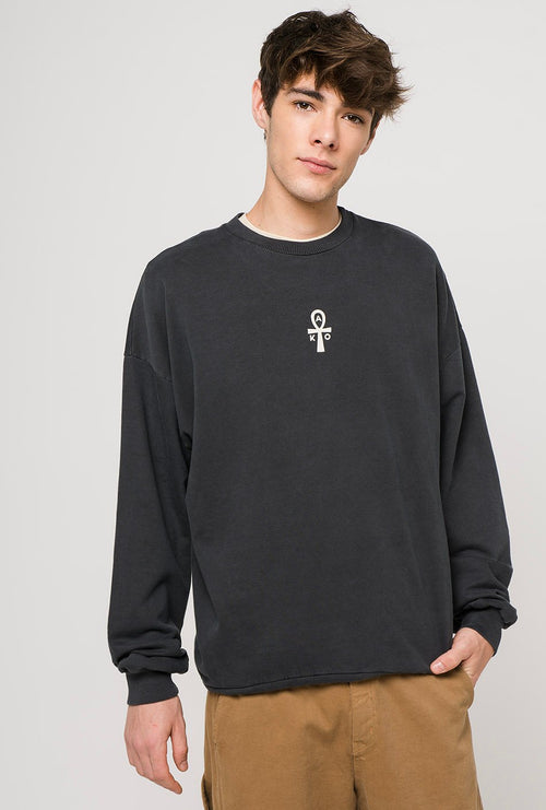 Eternal Schnurbatik Sweatshirt in Schwarz