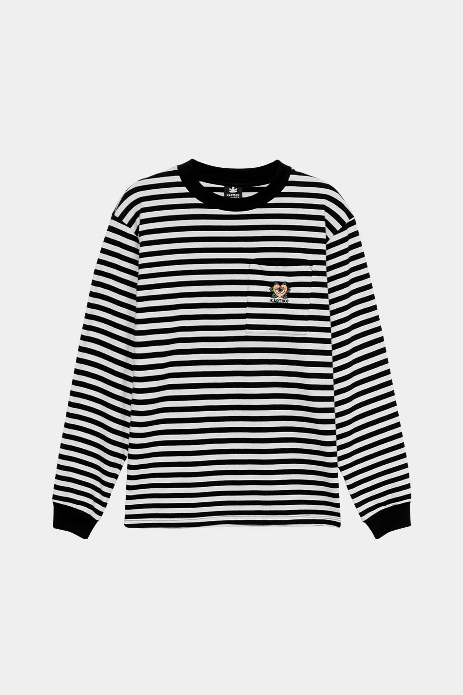 Heart Gestreiftes T-Shirt in Schwarz/Grauweiß