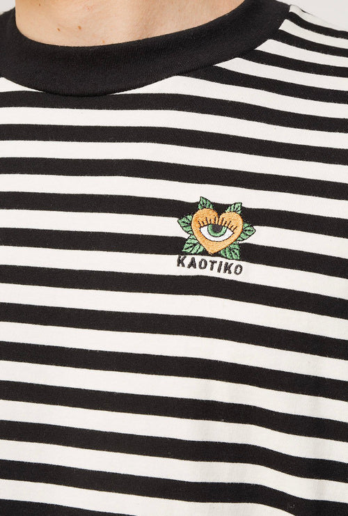 Streifen T-Shirt Herz Schwarz