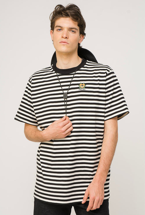 Streifen T-Shirt Herz Schwarz