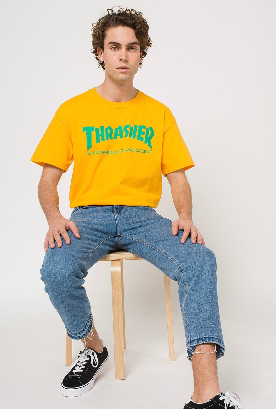 T-shirt Thrasher Skatemag Doré