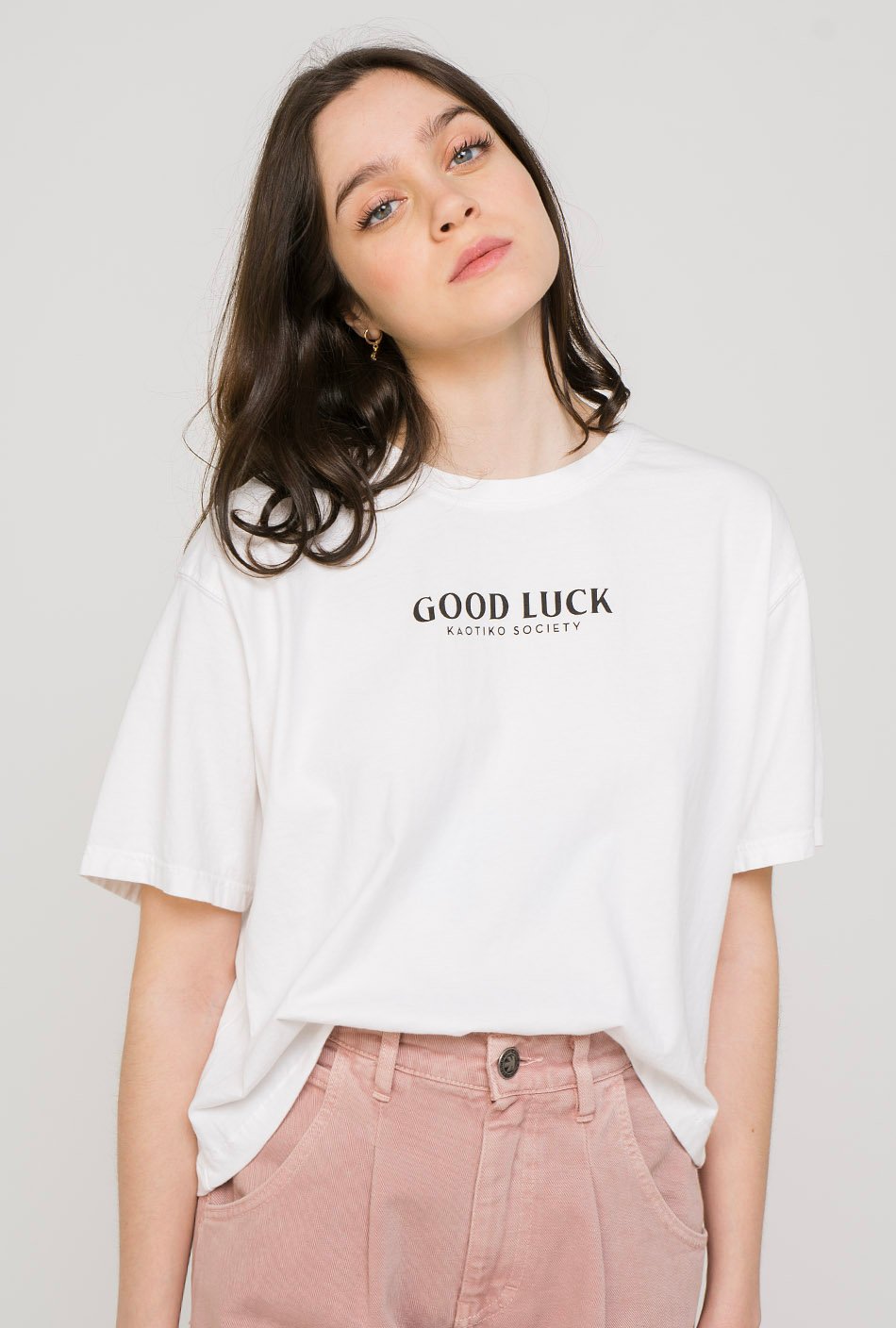Good Luck Schnurbatik T-Shirt in Weiß