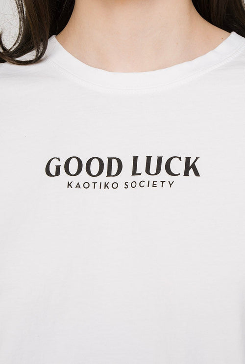 T-shirt Tie-Dye Good Luck Blanc