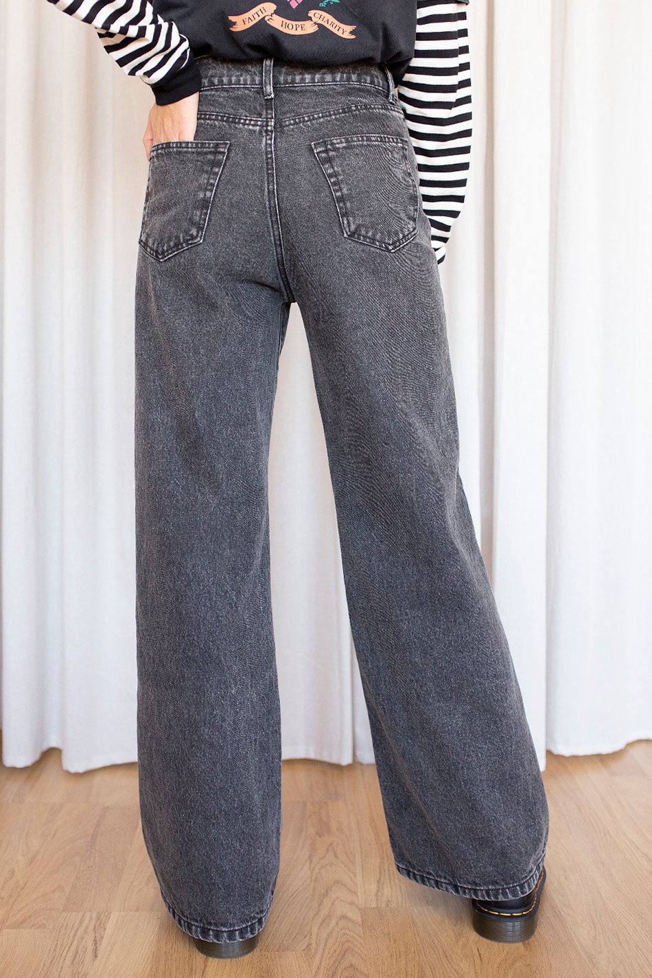Hose Wide Leg Wash Schwarz