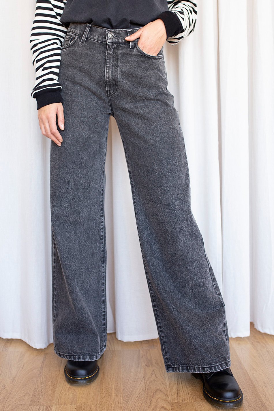 Hose Wide Leg Wash Schwarz