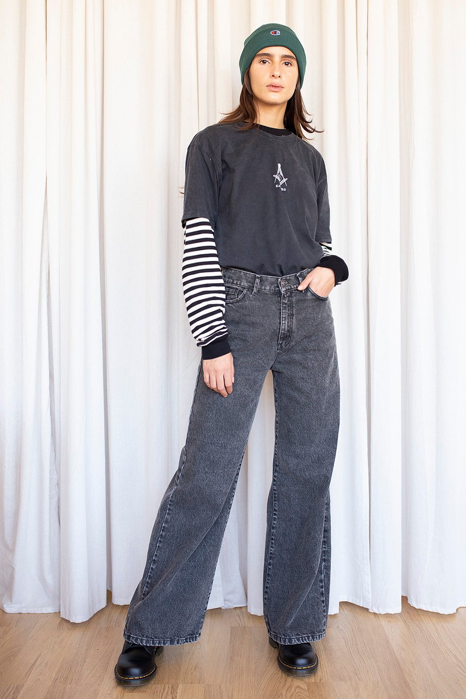 Hose Wide Leg Wash Schwarz