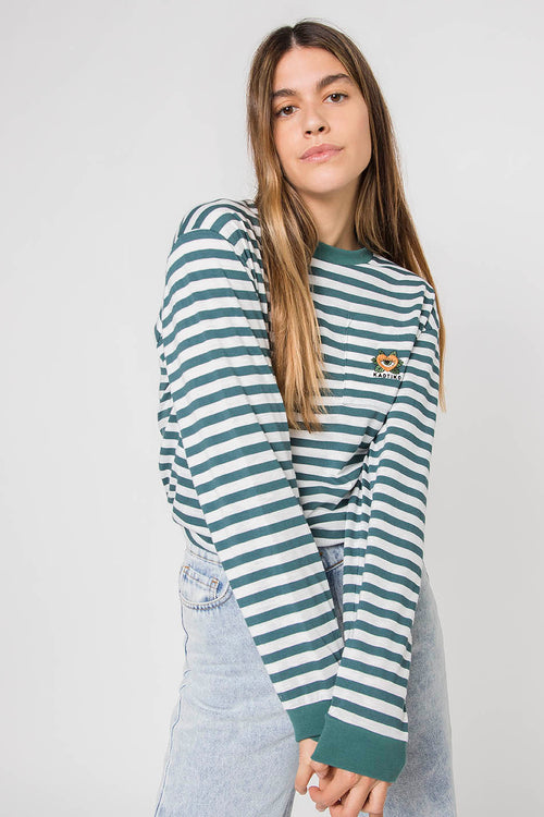 Green Striped Heart T-shirt