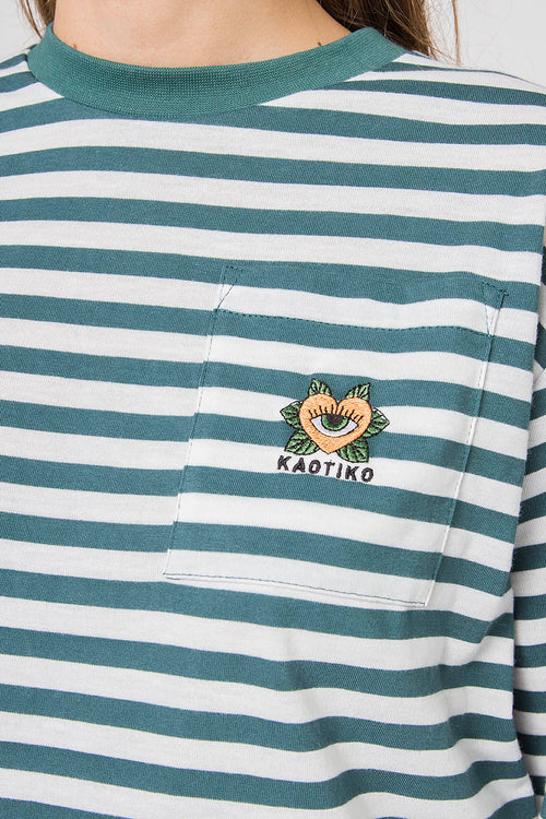 Camiseta Green Striped Heart