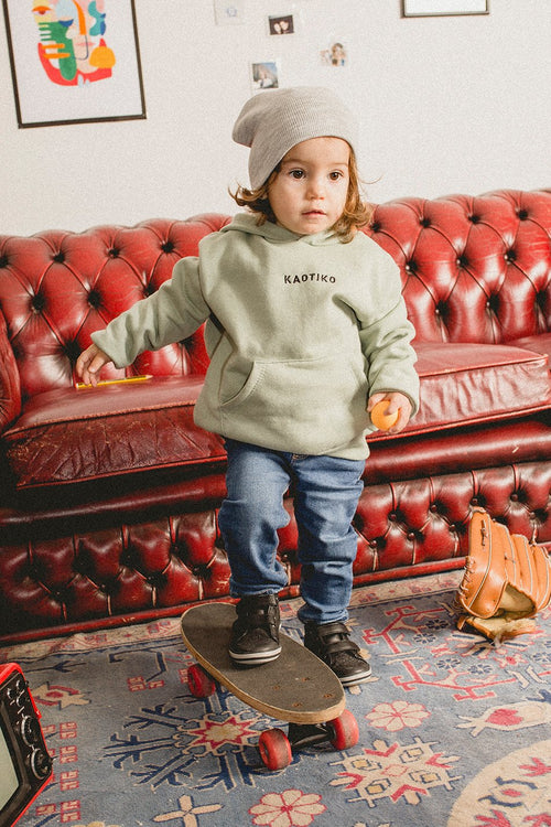 Sweat-shirt Capuche Basic Vert frais Kid