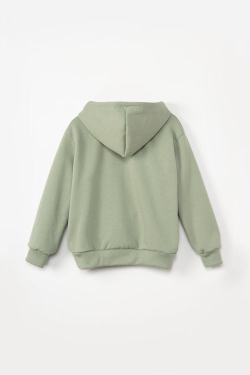 Sweat-shirt Capuche Basic Vert frais Kid