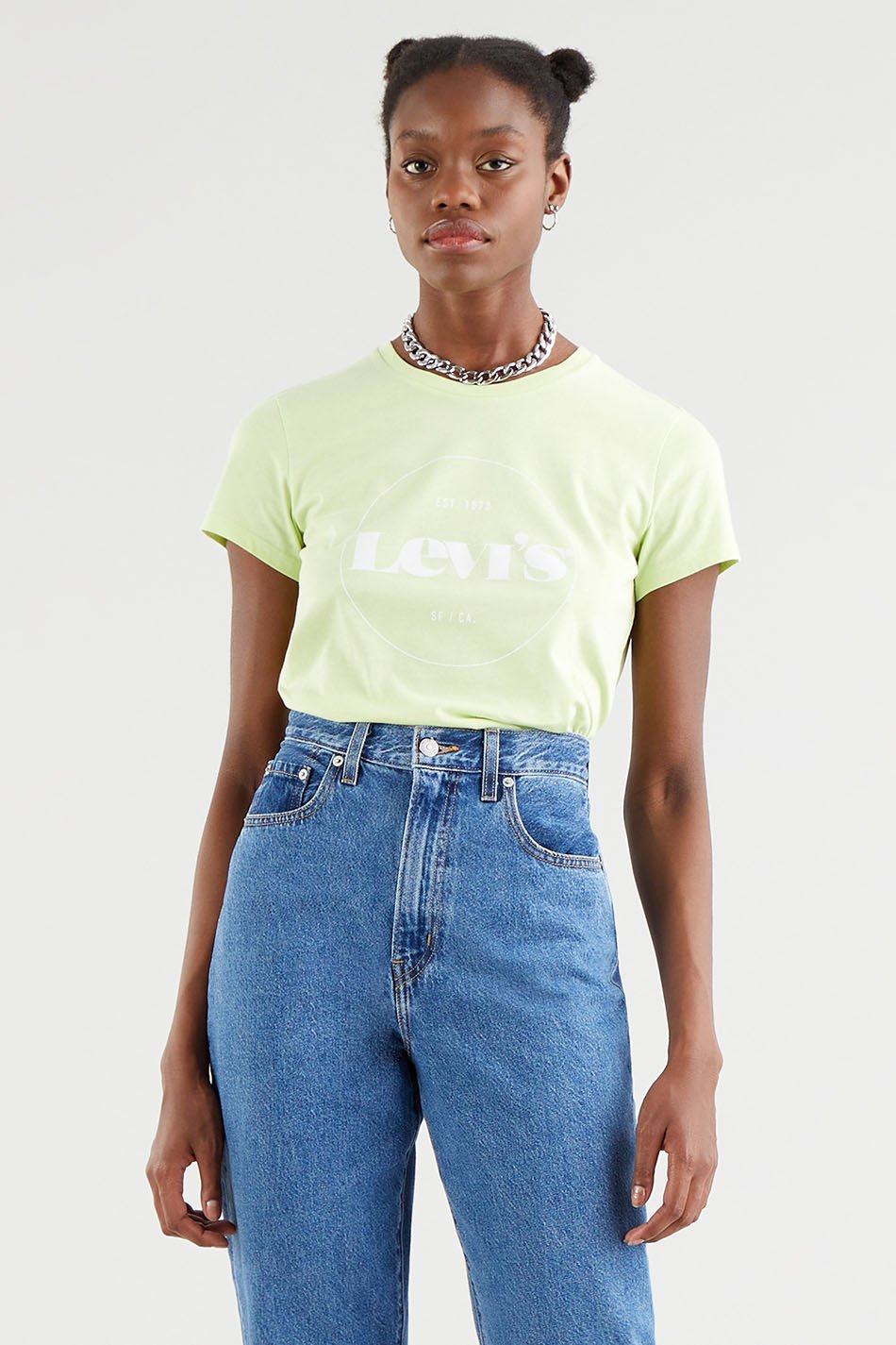 T-shirt Levi's The Perfect Circle Logo Shadow Citron vert