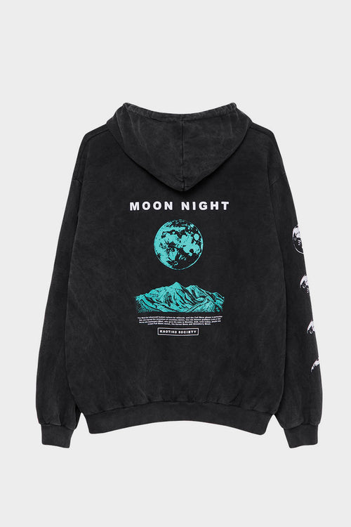 Schwarzes Sweatshirt im Washed-Look "Moon Night"