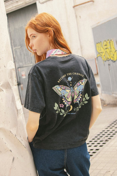 T-shirt délavé Butterfly
