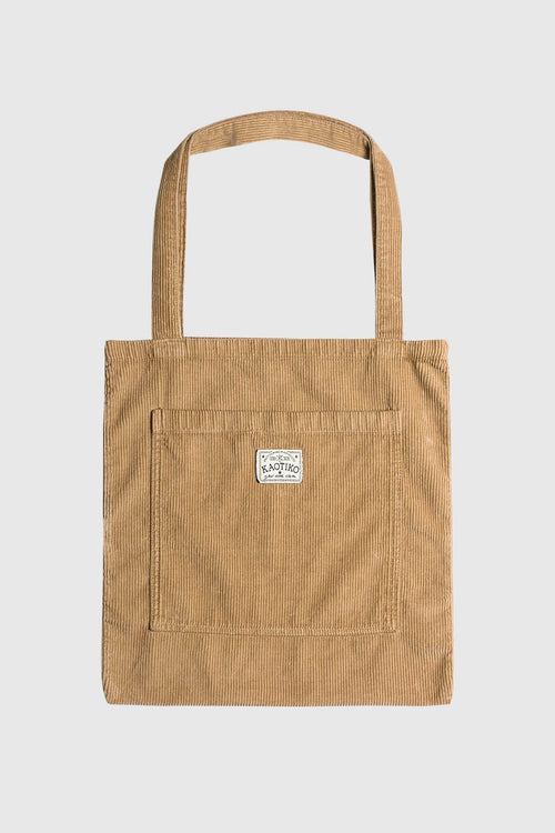 Beige Corduroy Tote Bag