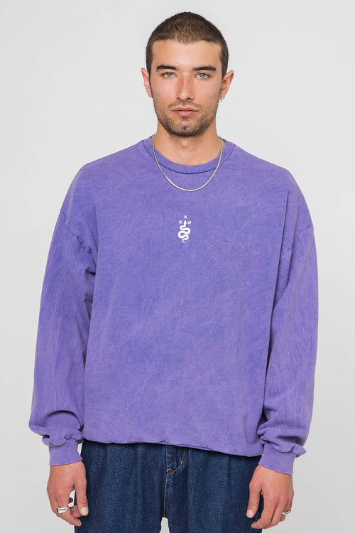 Sweatshirt Washed Palm Vibes Dark Purple