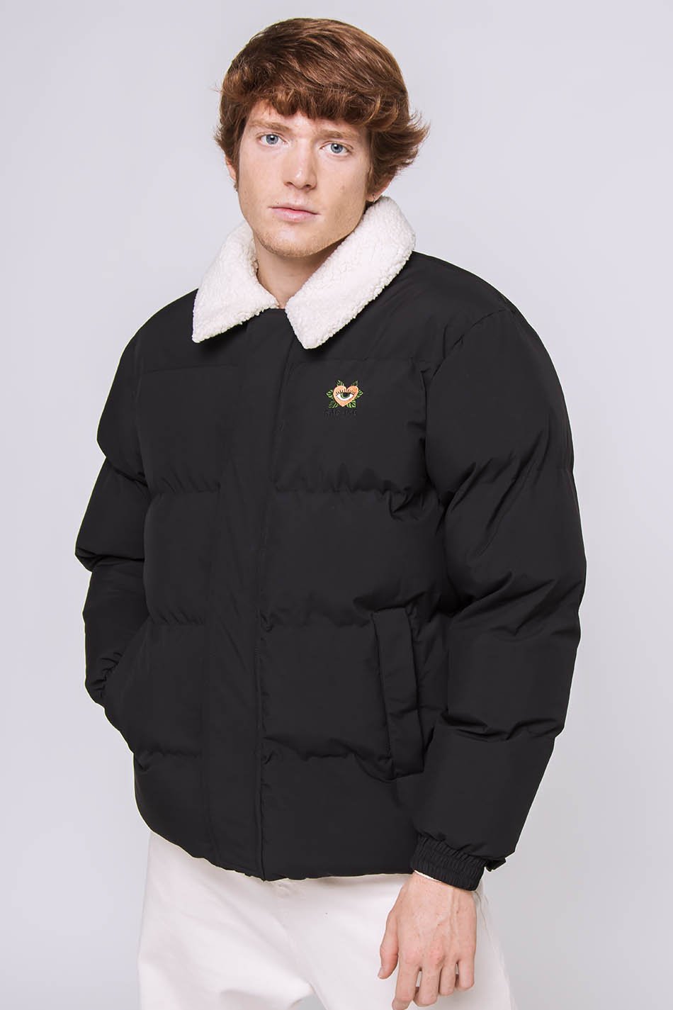 Heart Black Puffer Jacket