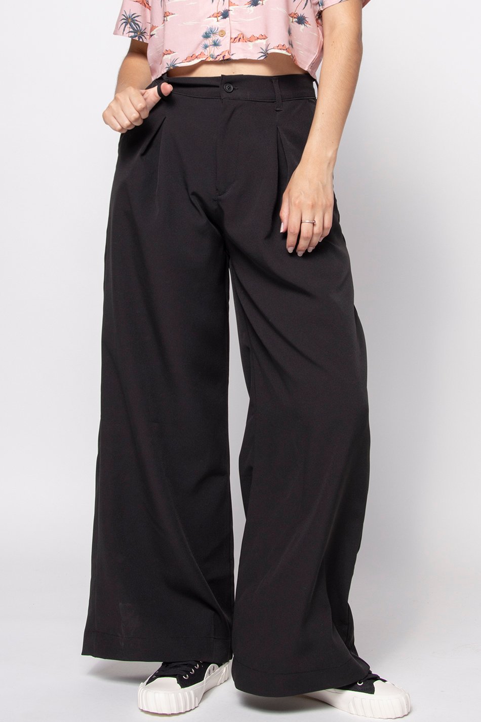 Pantalón Wide Leg Pinzas Black