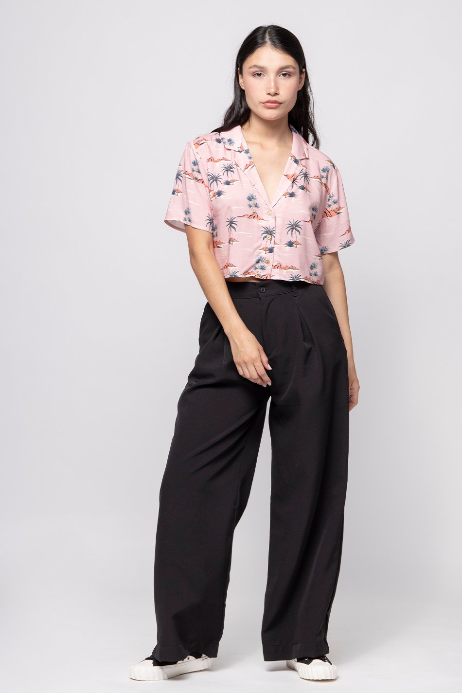 Wide Leg Pinzas Black Hose