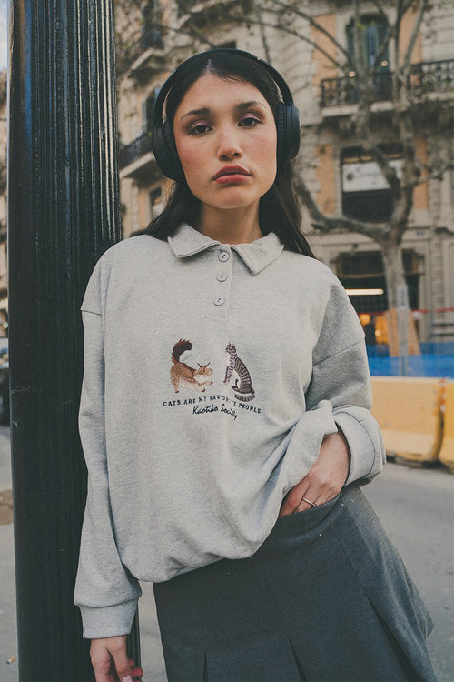 Sweatshirt Chats Gris