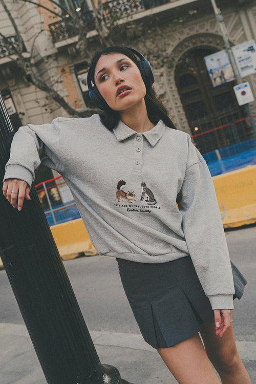 Sweatshirt Chats Gris