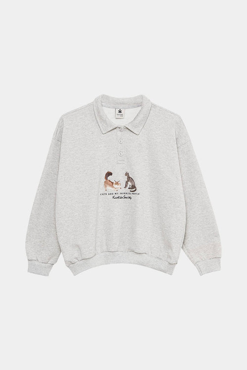 Katzen Sweatshirt Grau